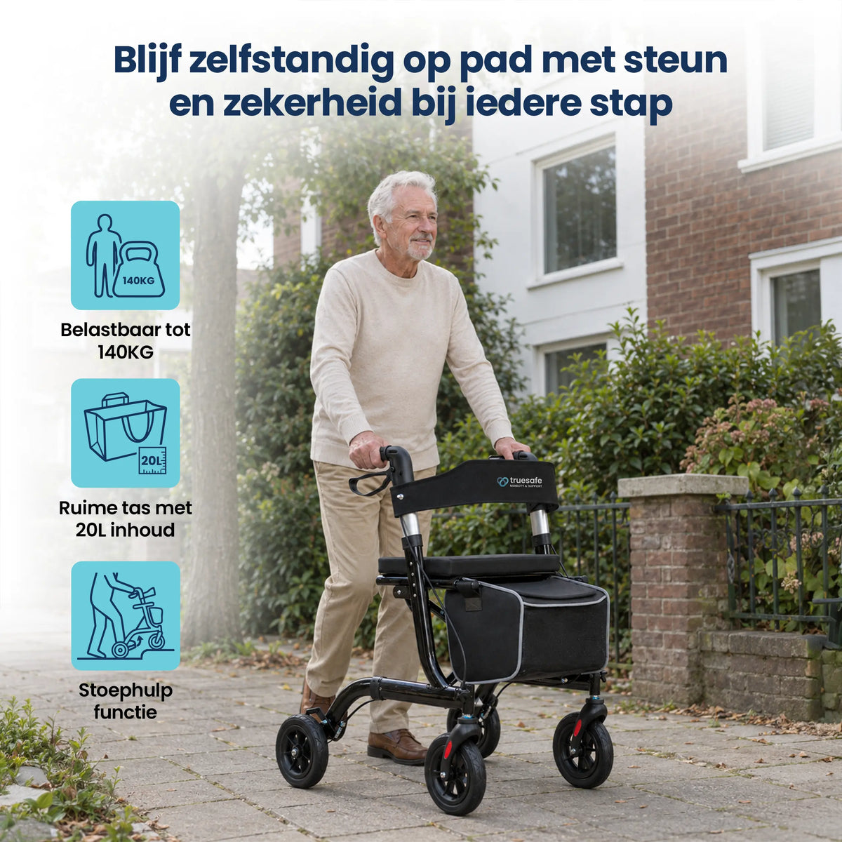 Rollator lichtgewicht en opvouwbaar zwart