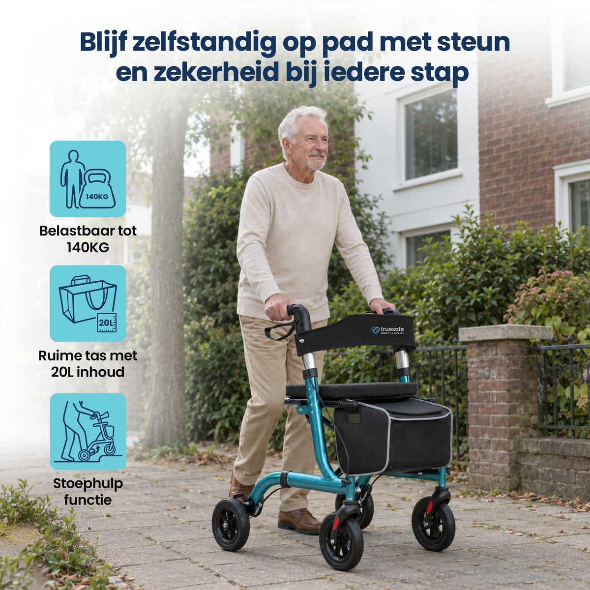 Lichtgewicht rollator opvouwbaar blauw