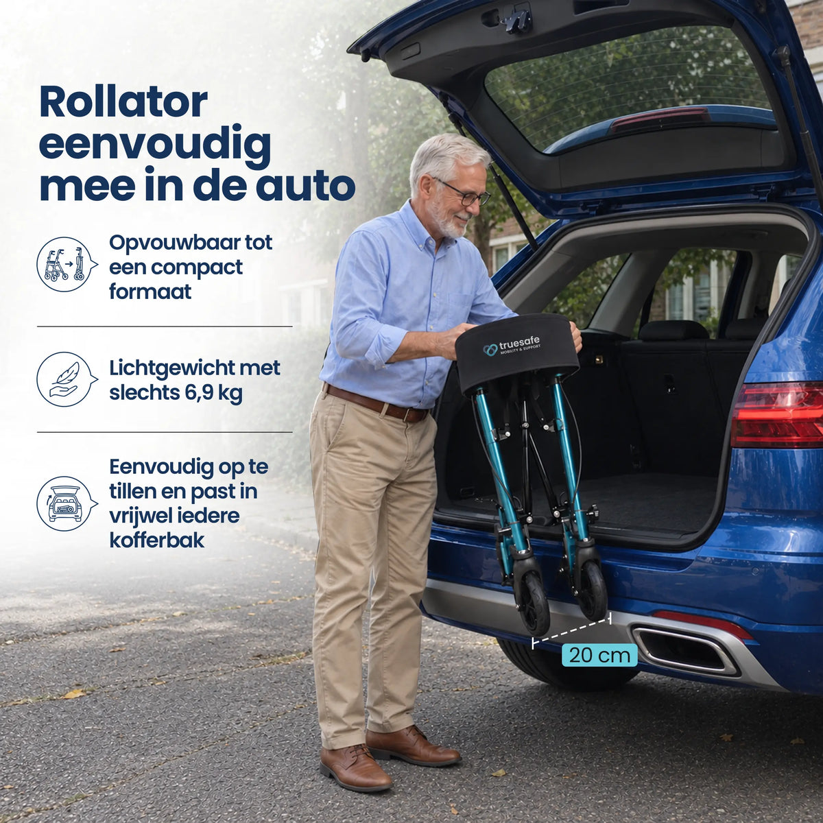 Lichtgewicht rollator opvouwbaar blauw
