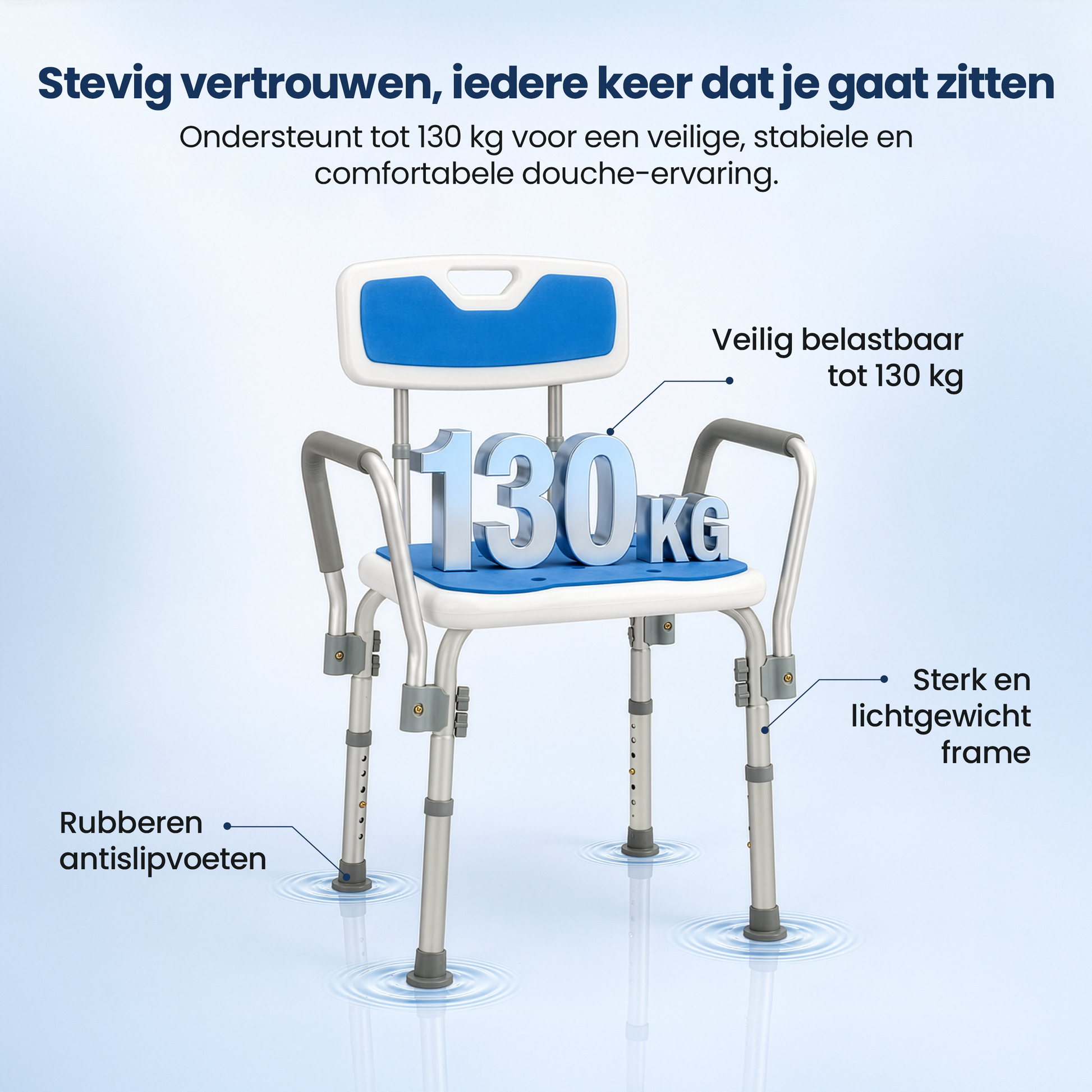 Douchestoel met afneembare leuningen Truesafe
