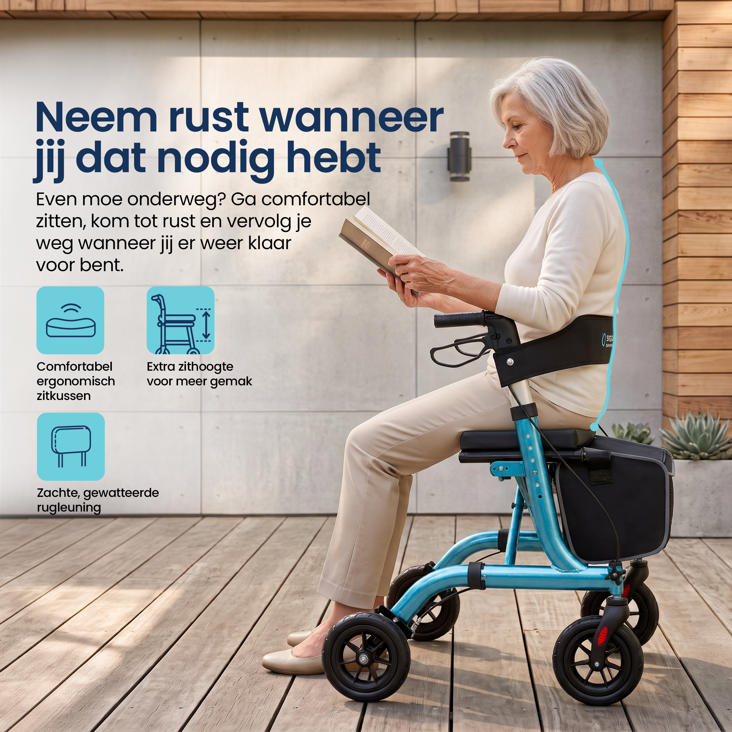 Rollator lichtgewicht en opvouwbaar Truesafe