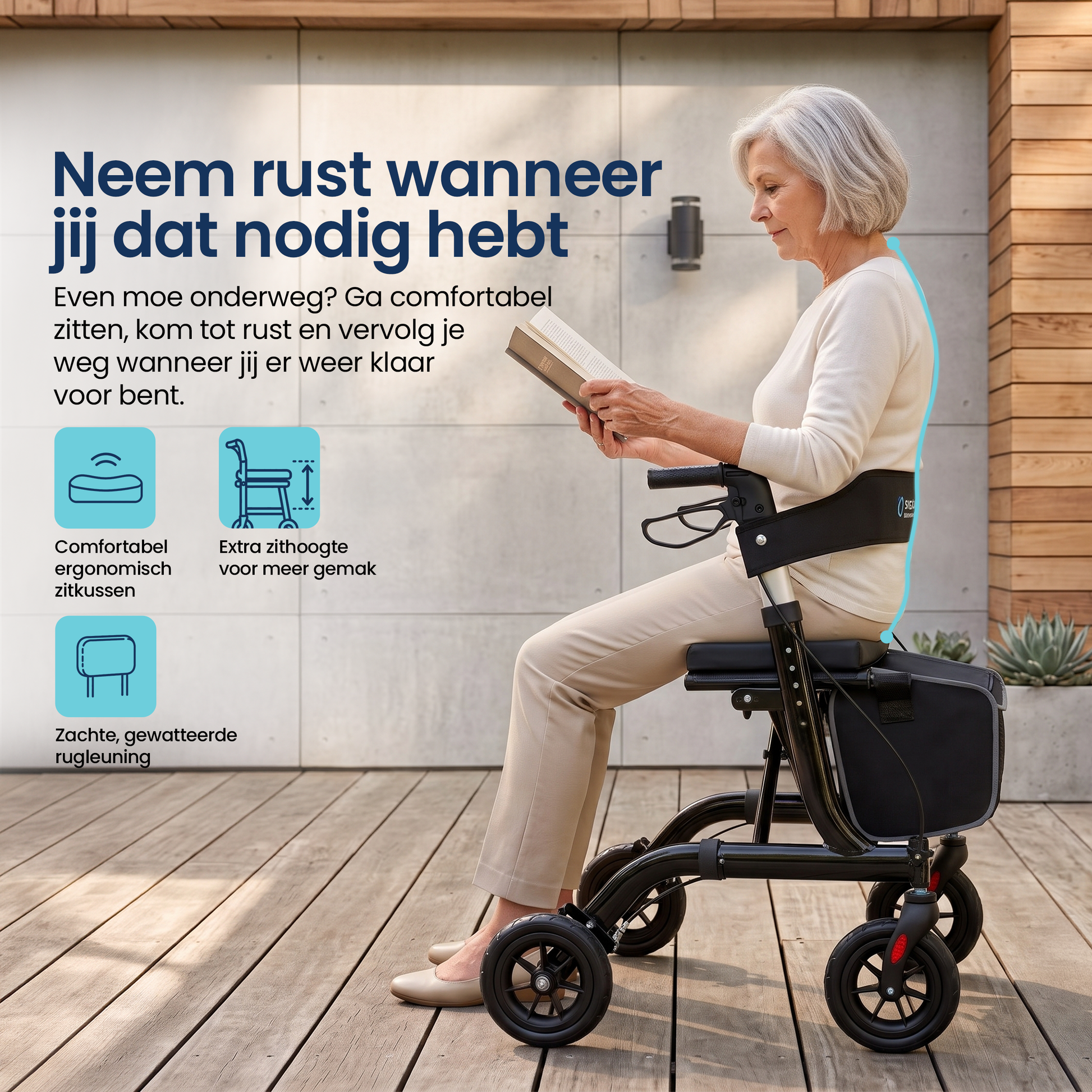 Rollator lichtgewicht en opvouwbaar Truesafe