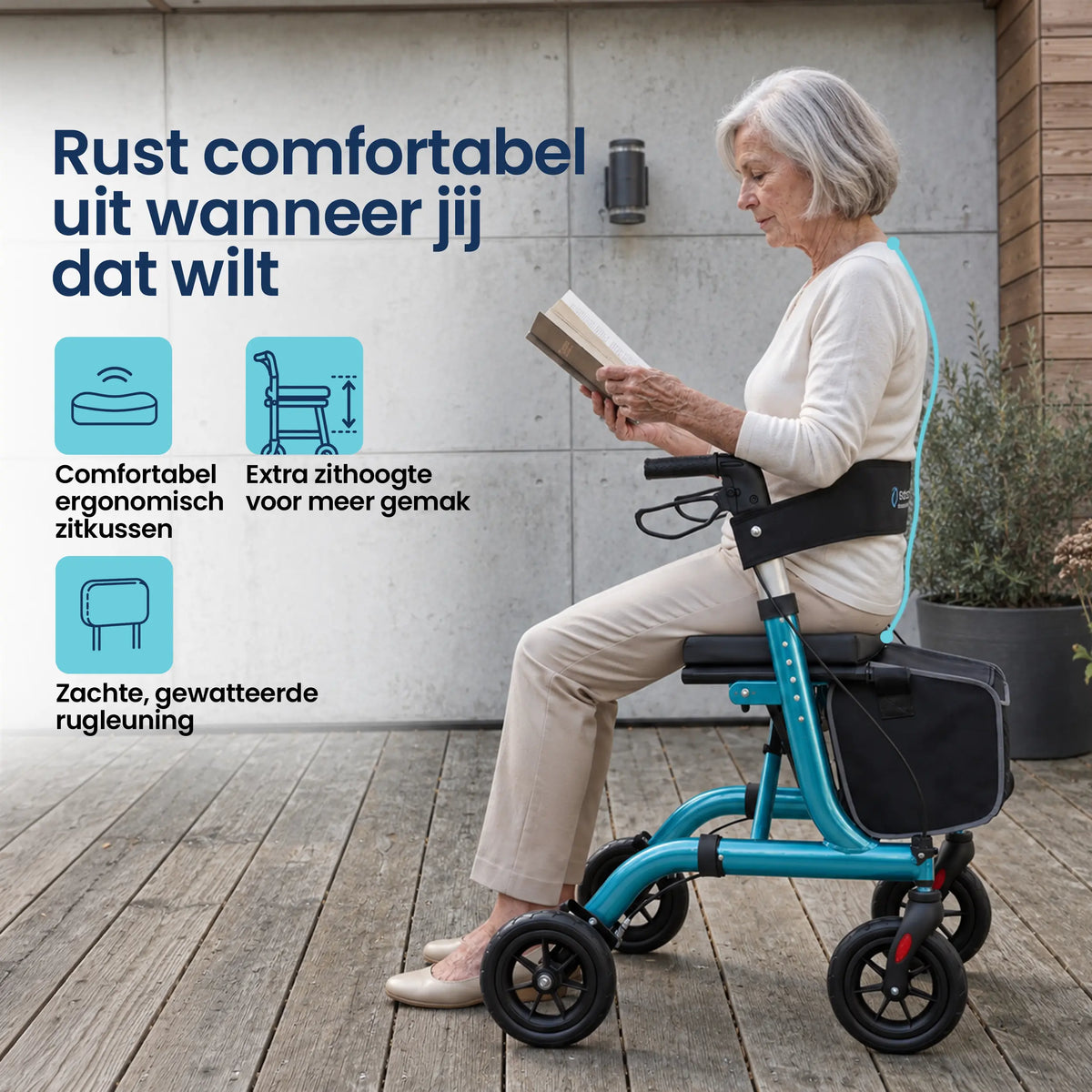 Lichtgewicht rollator opvouwbaar blauw