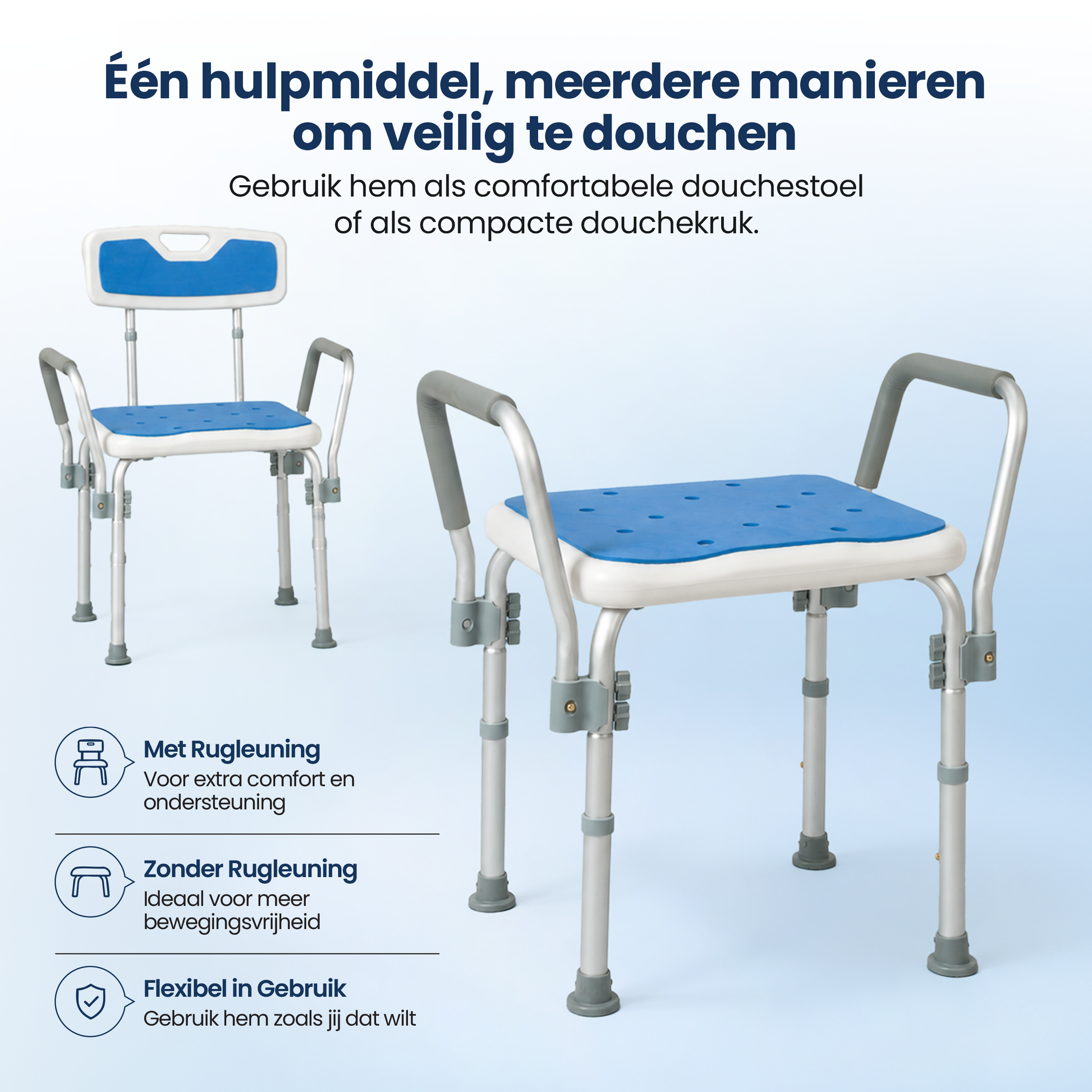 Douchestoel met afneembare leuningen Truesafe