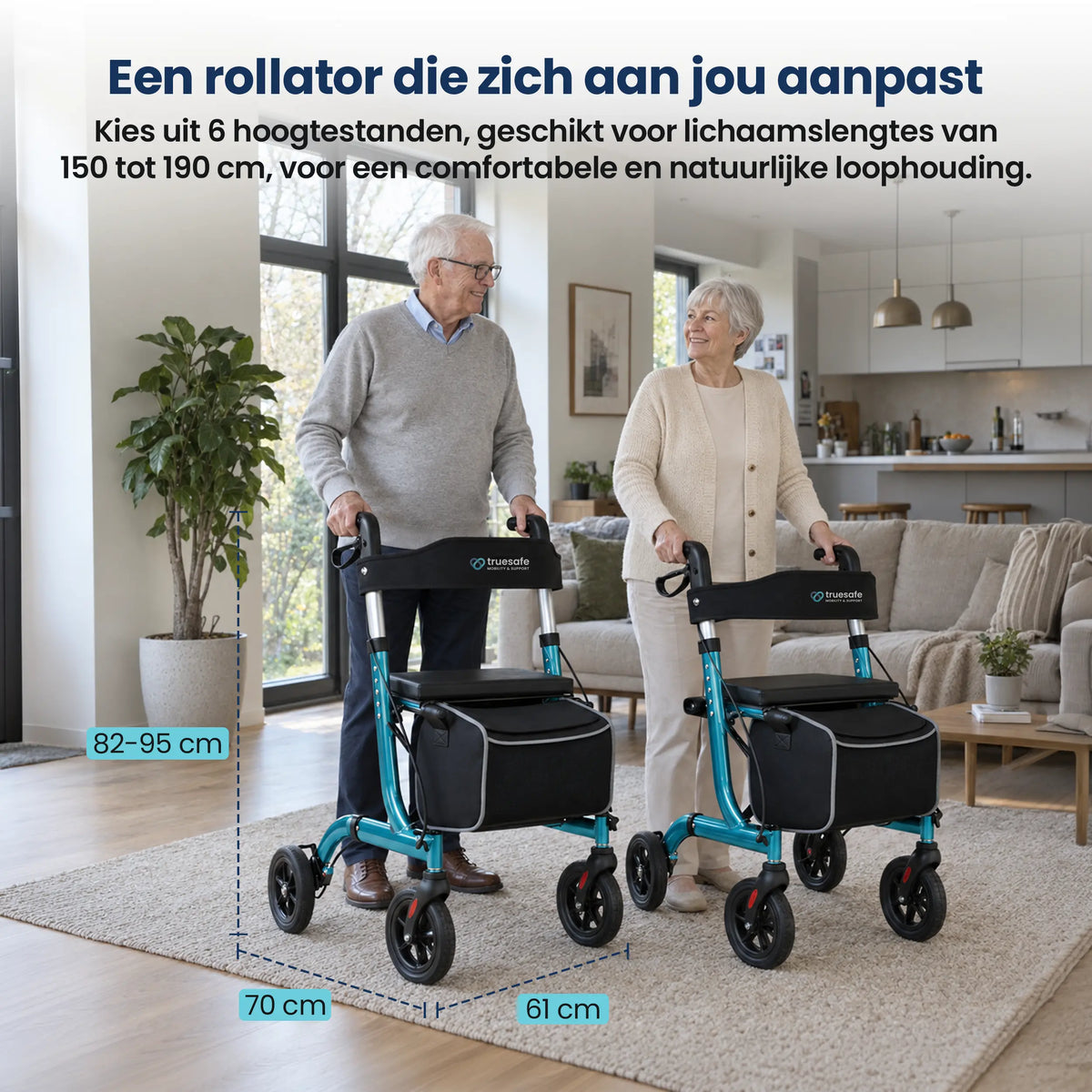 Lichtgewicht rollator opvouwbaar blauw