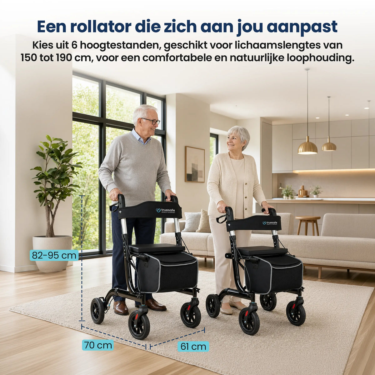 Rollator lichtgewicht en opvouwbaar zwart