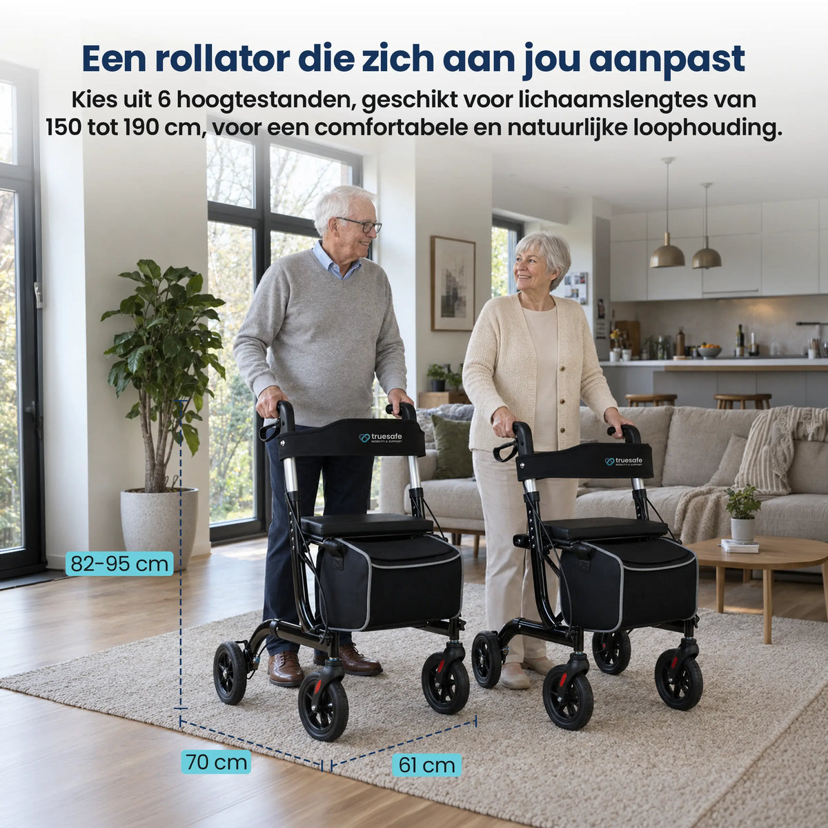 Rollator lichtgewicht en opvouwbaar zwart