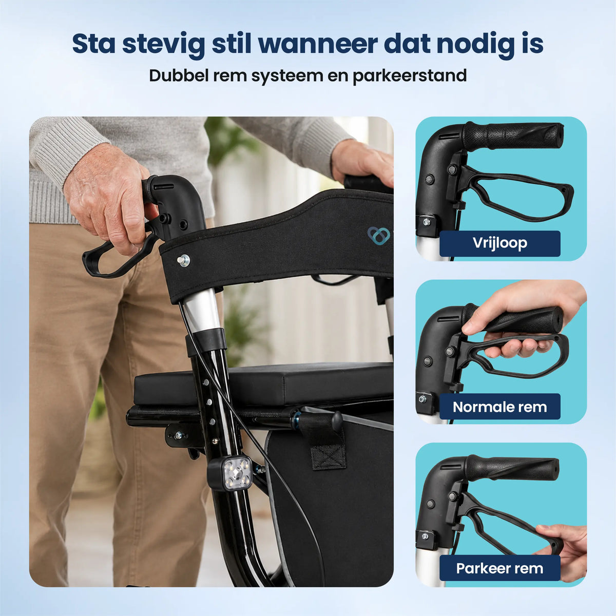 Rollator lichtgewicht en opvouwbaar zwart