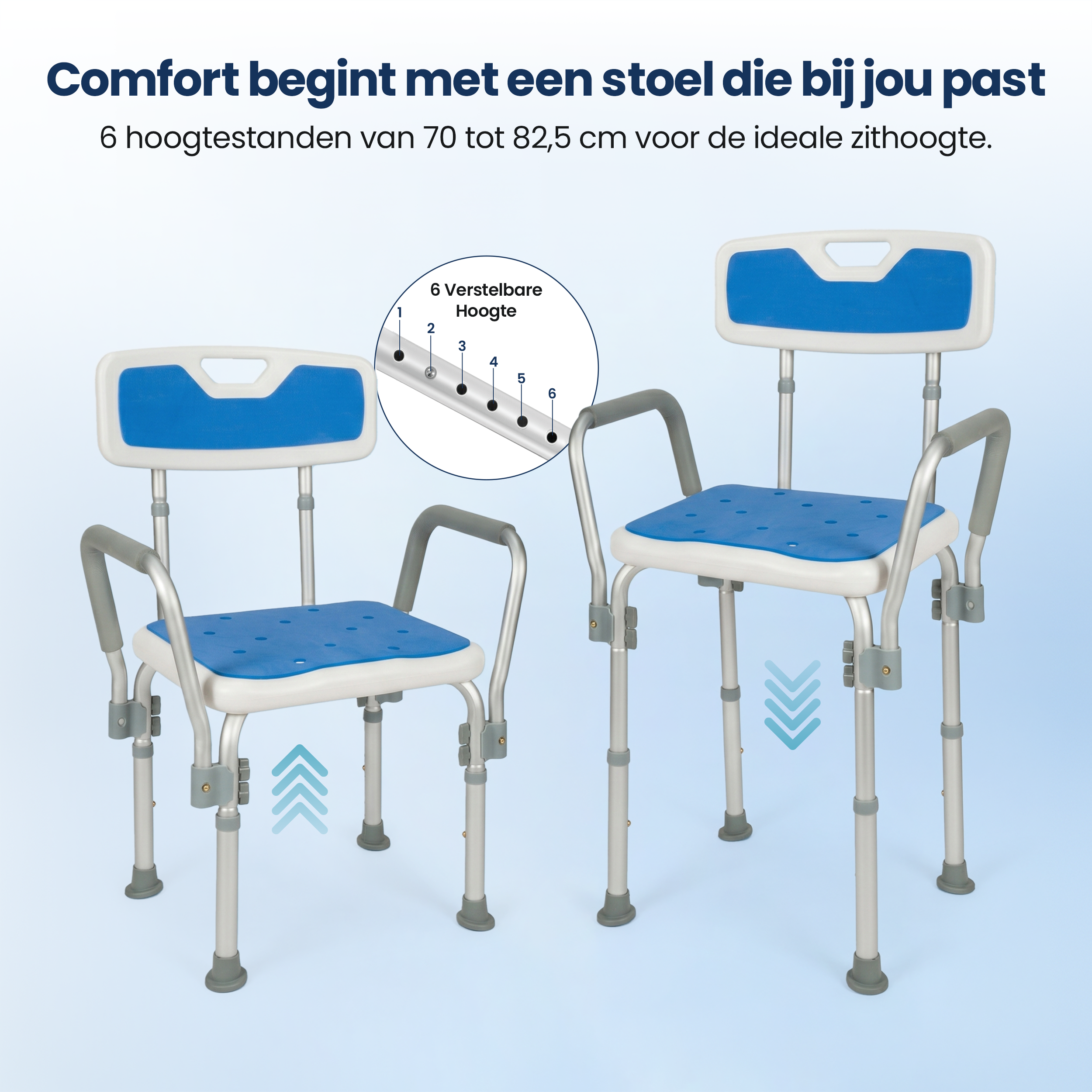 Douchestoel met afneembare leuningen Truesafe
