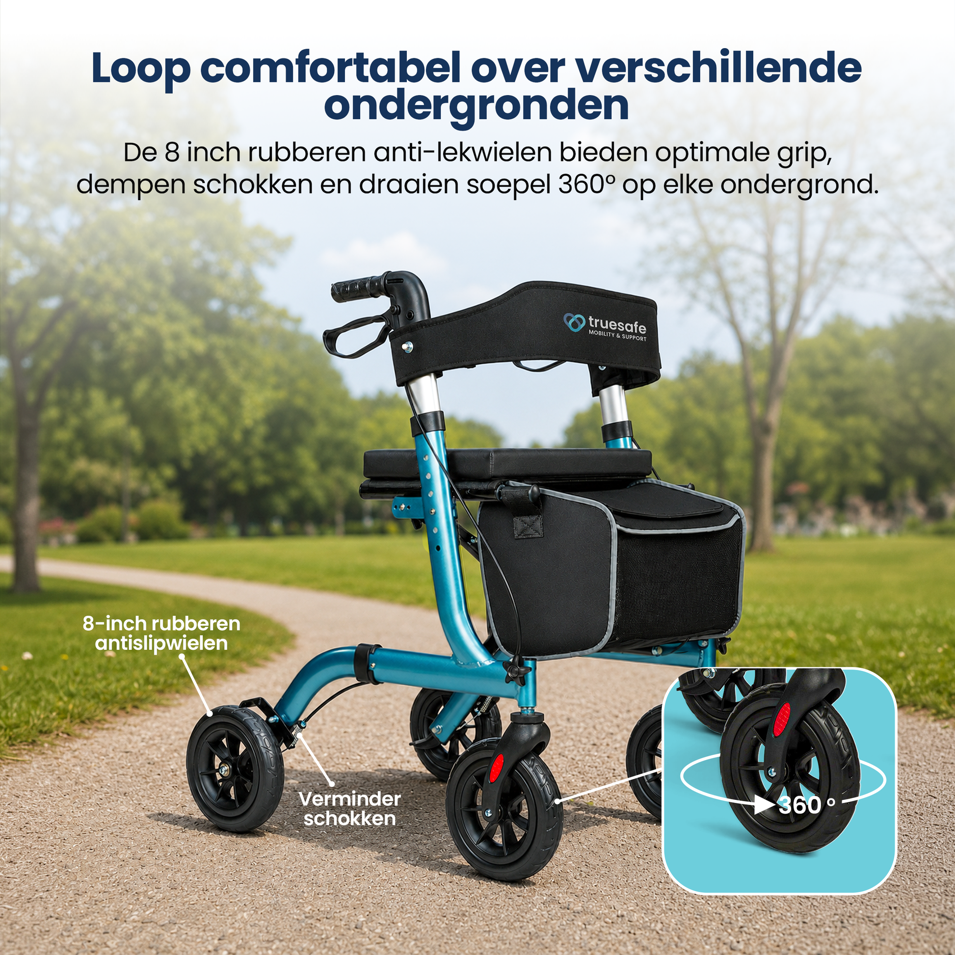 Rollator lichtgewicht en opvouwbaar Truesafe