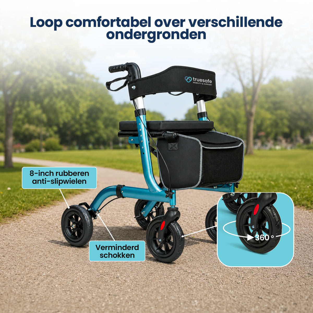 Lichtgewicht rollator opvouwbaar blauw