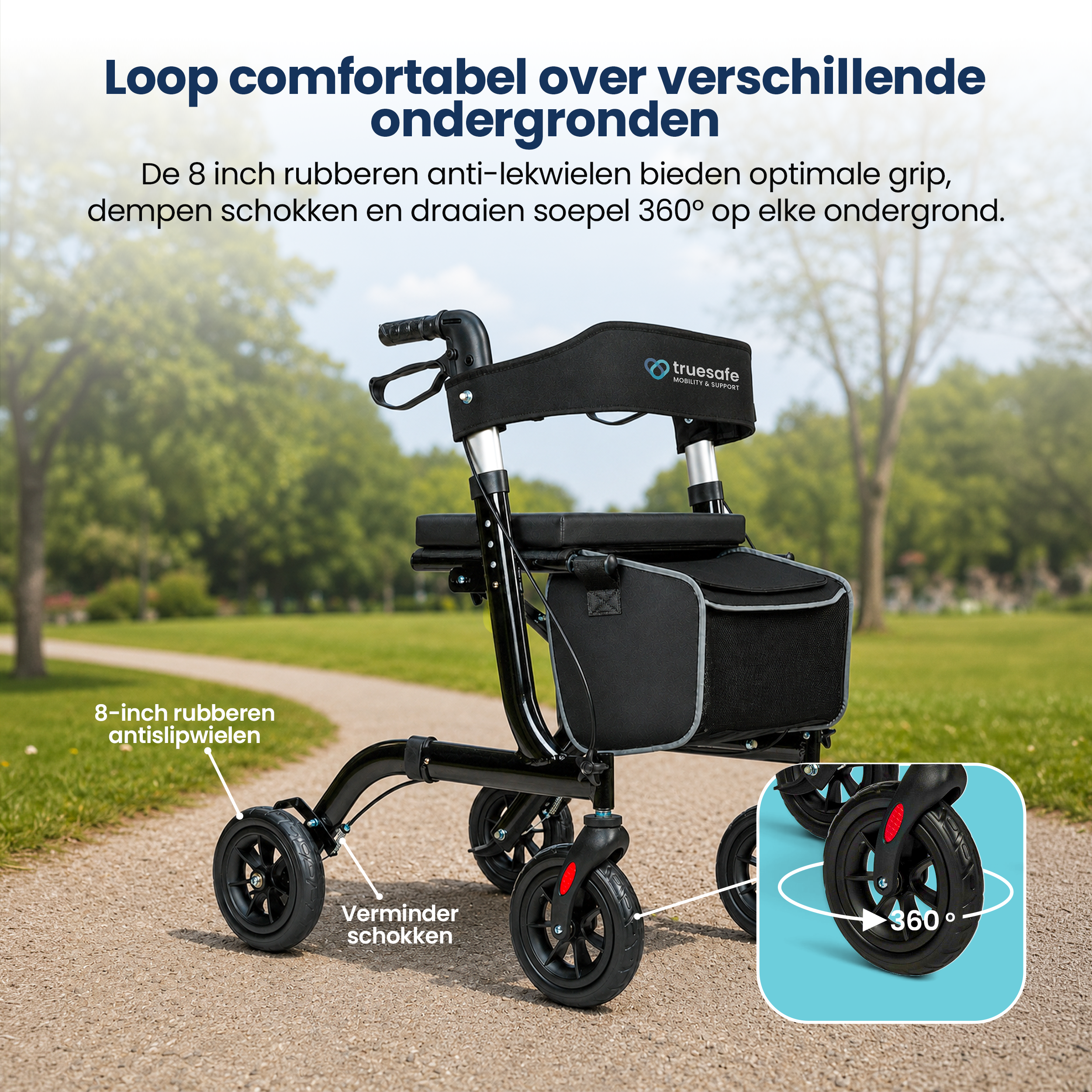 Rollator lichtgewicht en opvouwbaar Truesafe