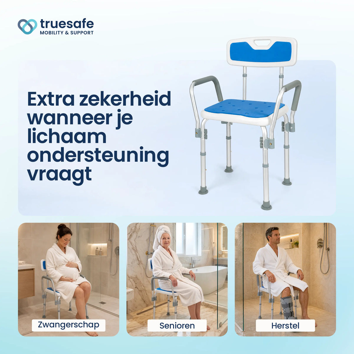 Douchestoel met afneembare armleuningen
