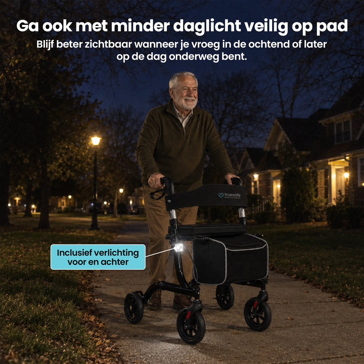 Rollator lichtgewicht en opvouwbaar zwart
