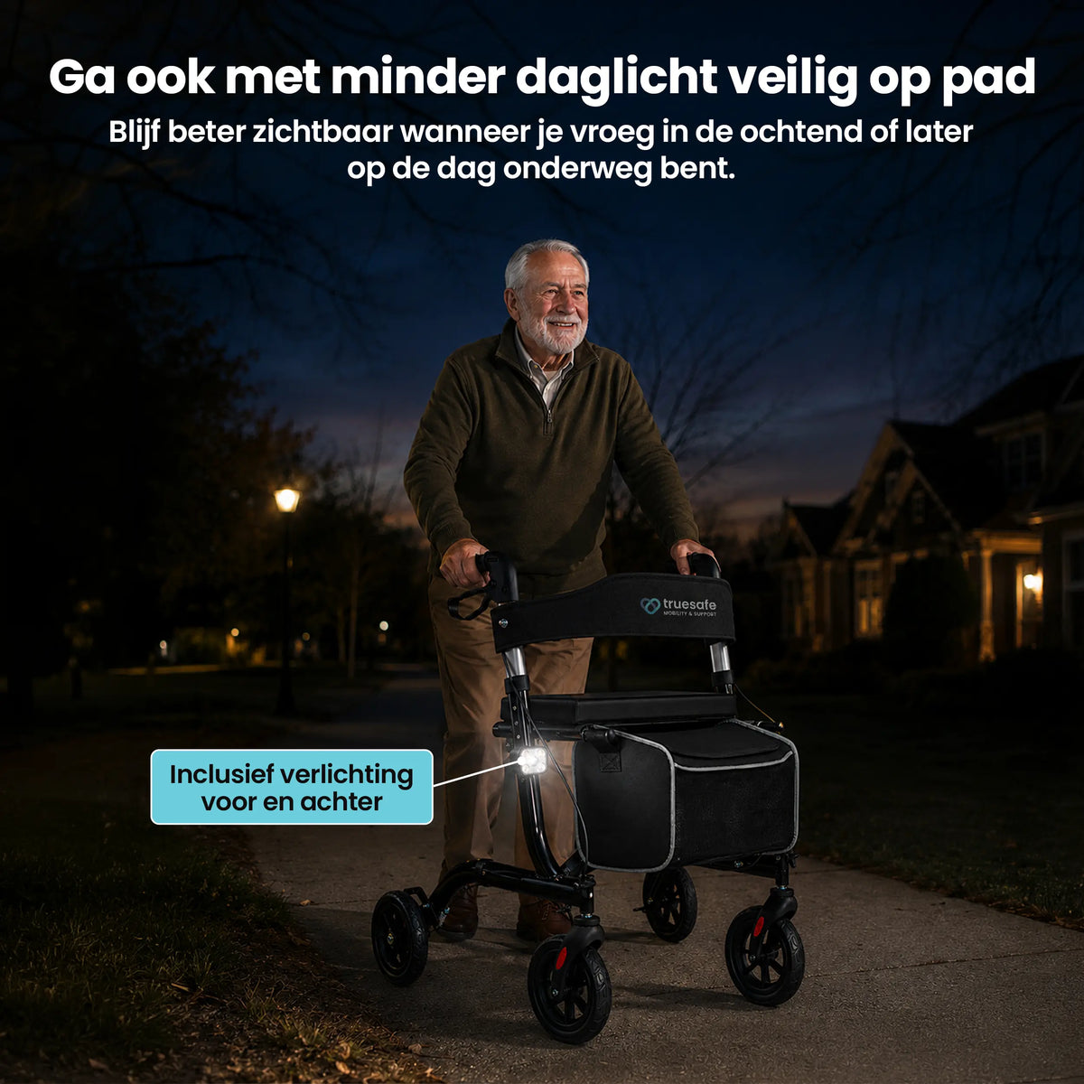 Rollator lichtgewicht en opvouwbaar zwart