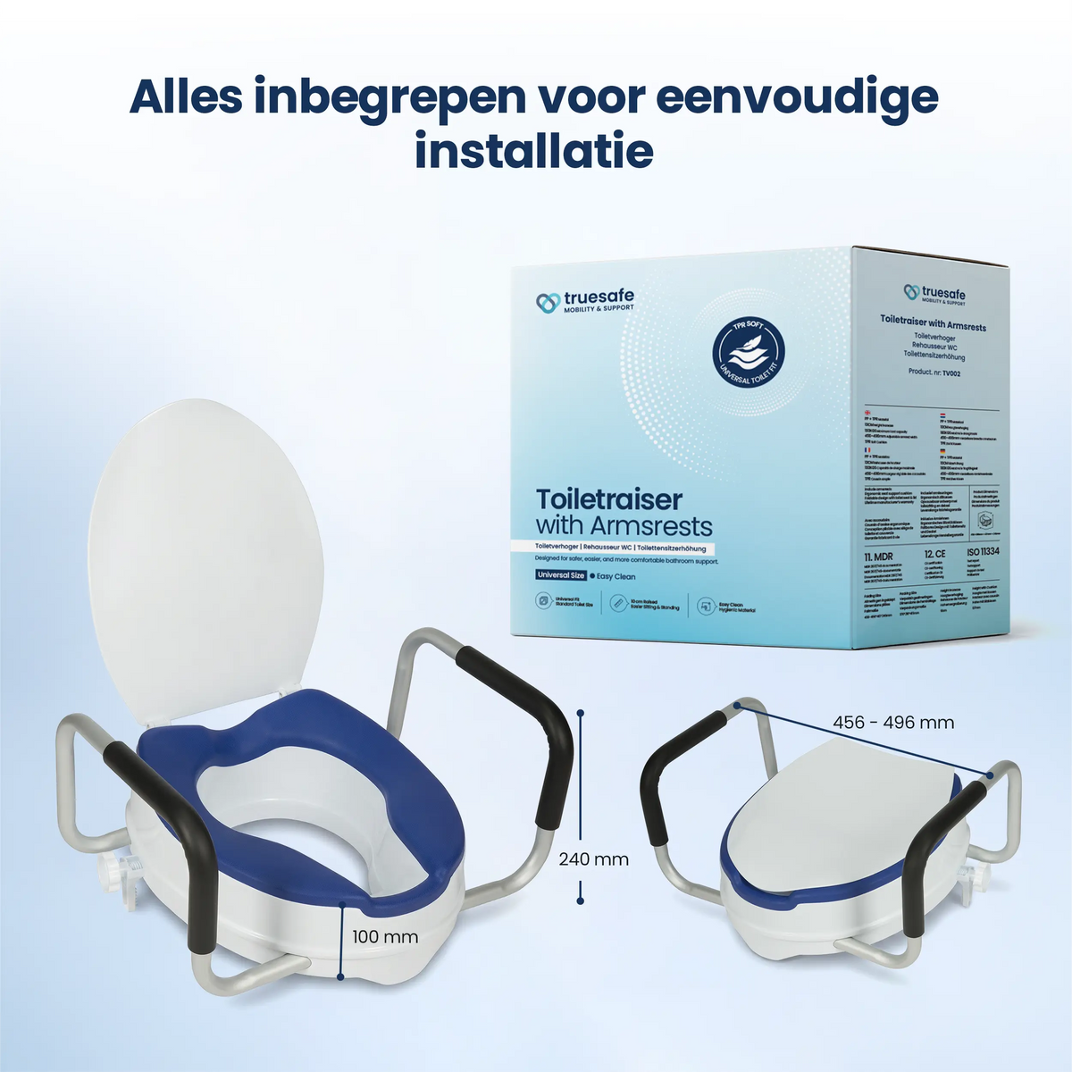 Toiletverhoger 10cm met armleuningen