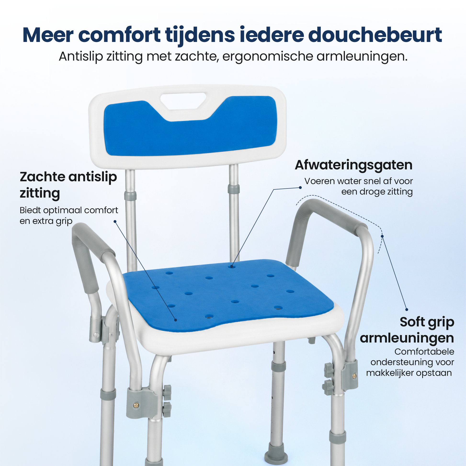 Douchestoel met afneembare leuningen Truesafe