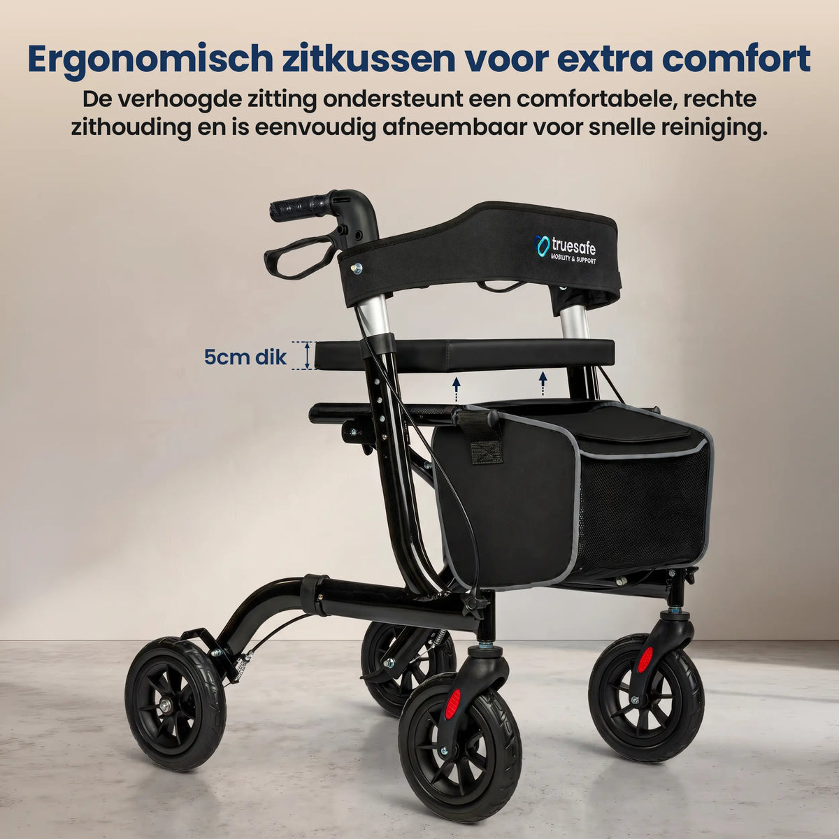 Rollator lichtgewicht en opvouwbaar zwart