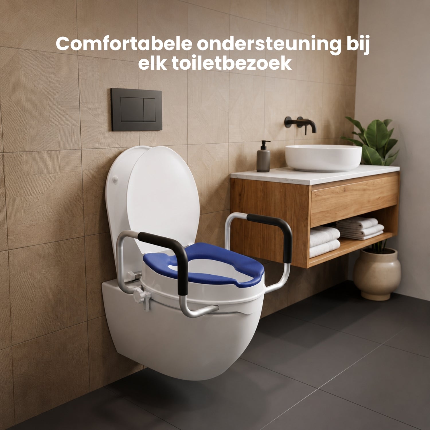 Toiletverhoger 10cm met armsteun (Universeel) Truesafe
