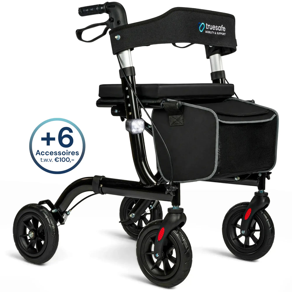 Rollator lichtgewicht en opvouwbaar zwart
