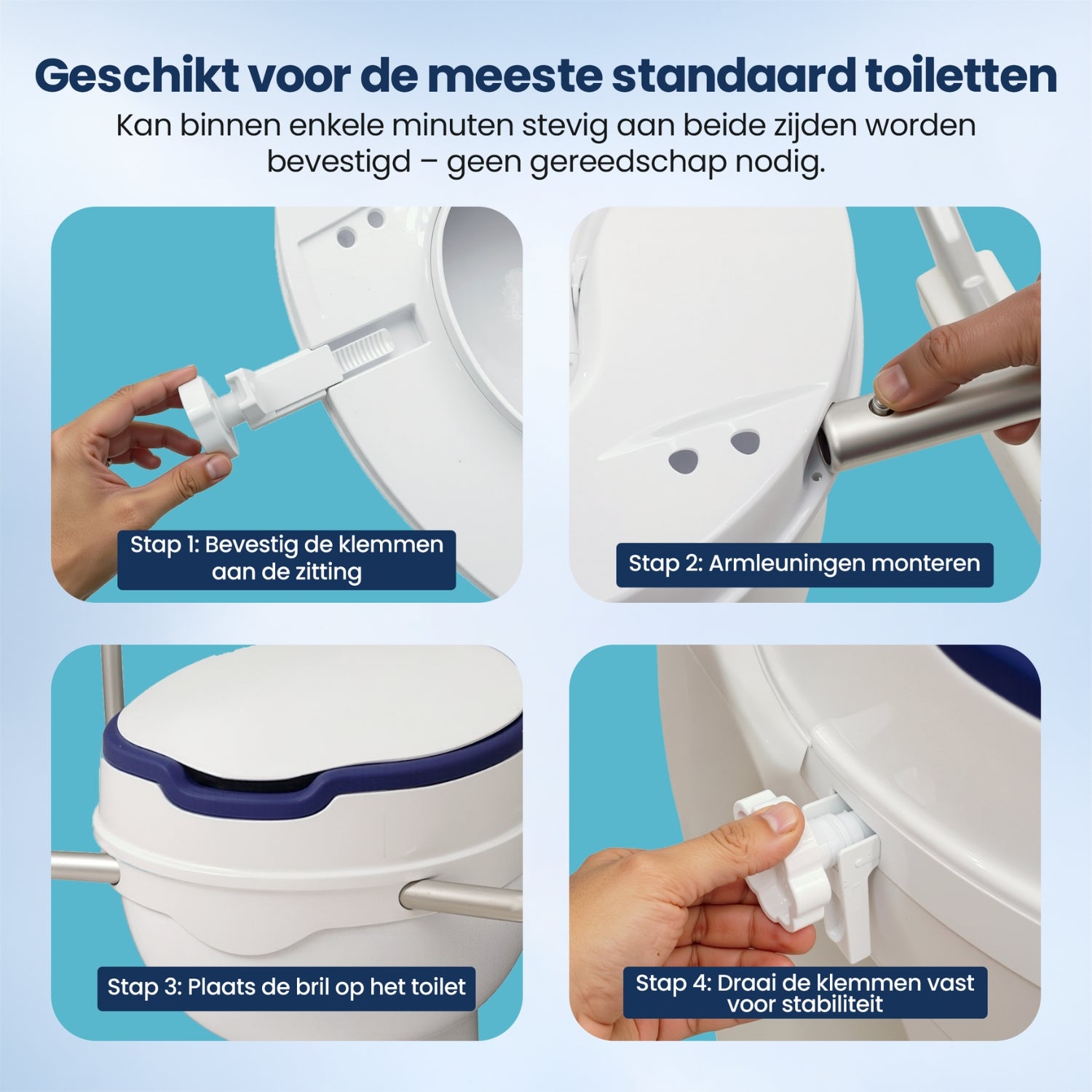 Toiletverhoger 10cm met armsteun (Universeel) Truesafe