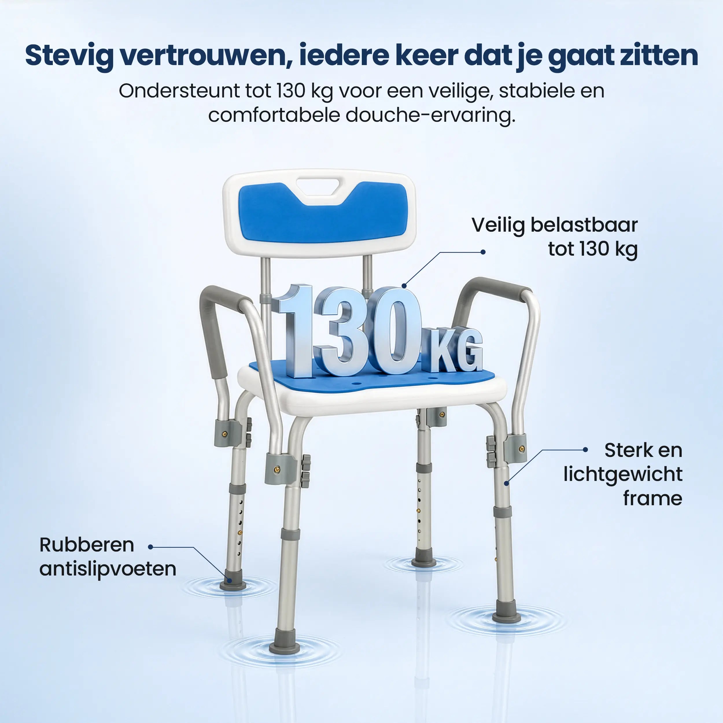 Douchestoel met afneembare armleuningen Truesafe