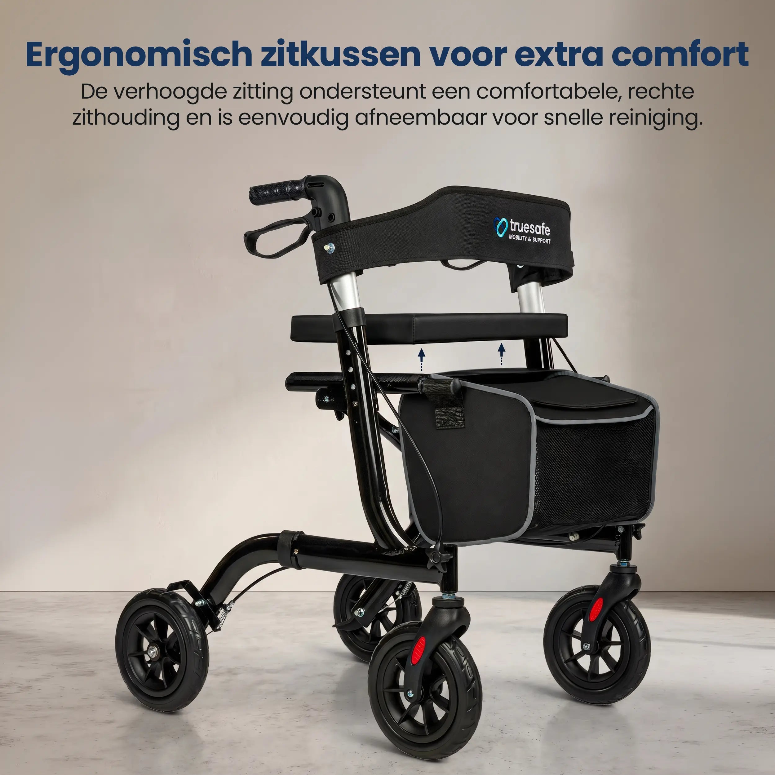 Rollator lichtgewicht en opvouwbaar zwart Truesafe
