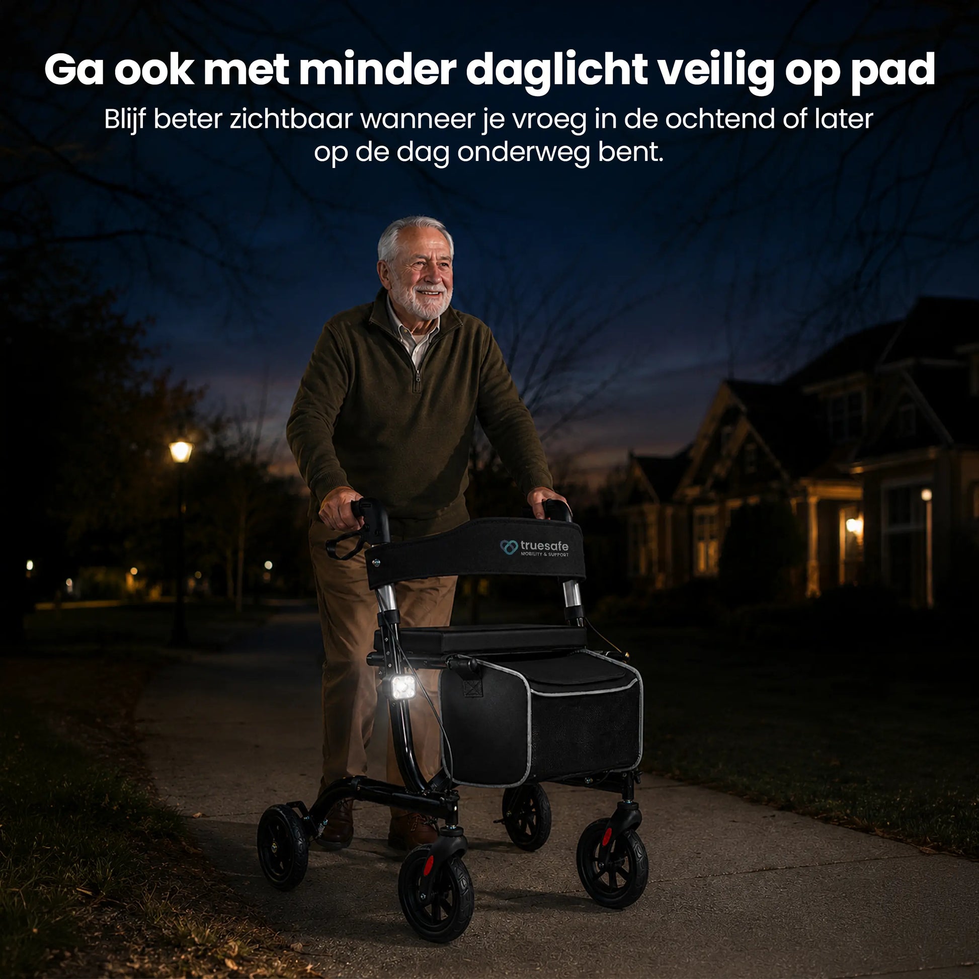Rollator lichtgewicht en opvouwbaar zwart Truesafe