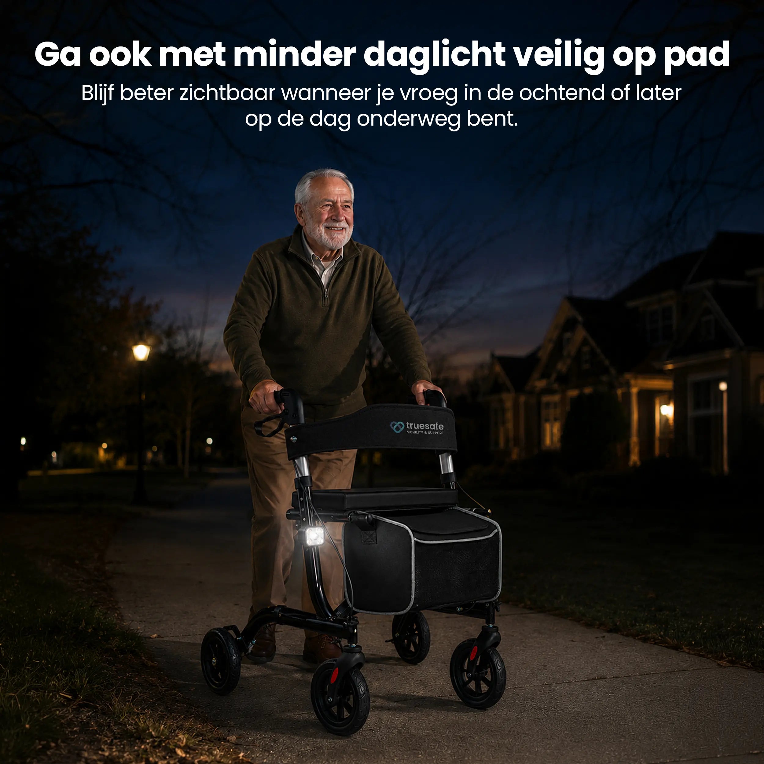 Rollator lichtgewicht en opvouwbaar zwart Truesafe
