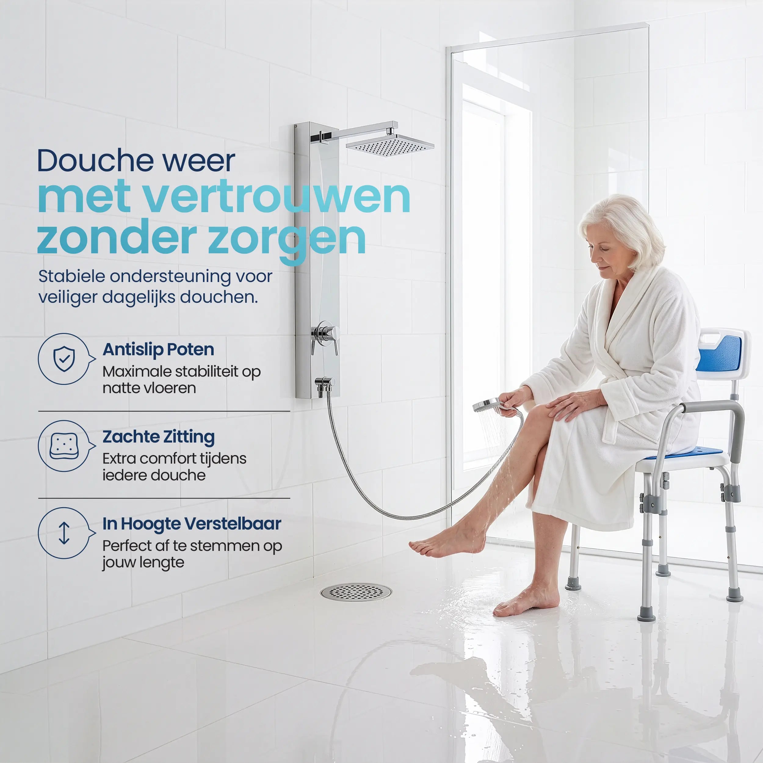Douchestoel met afneembare armleuningen Truesafe